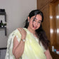 Yellow Chikankari embroidered saree