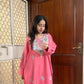 Hina woollen kurta stole set - pink