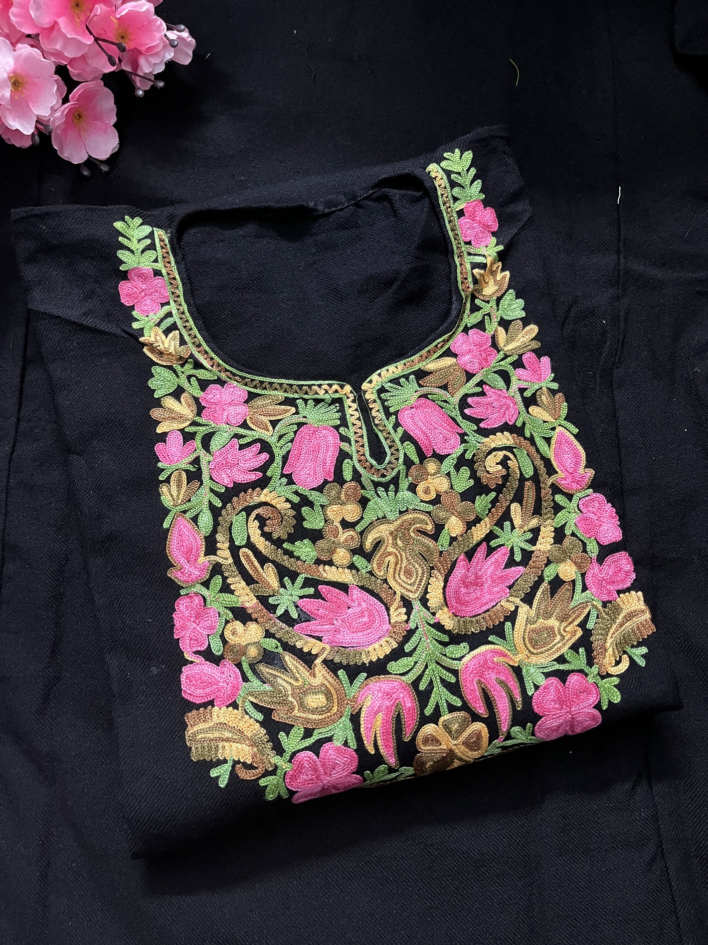 Noor Aari Woollen Pheran- Black