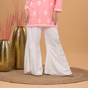 Chikankari Rayon Sharara- White