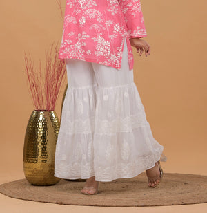 Chikankari Georgette Sharara- White