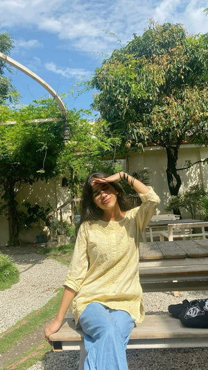 Hina Rayon short kurti- yellow