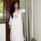Dia modal Rose chikankari kurta set- white