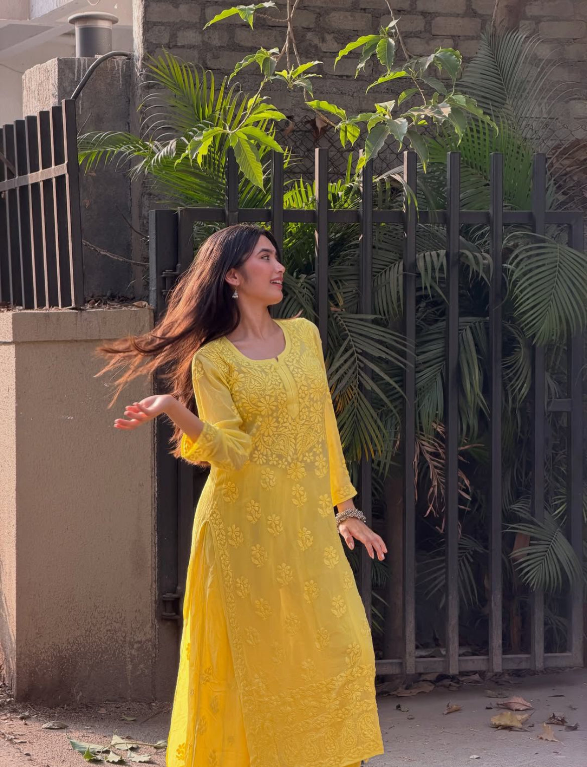 Riya viscose kurta set- Yellow