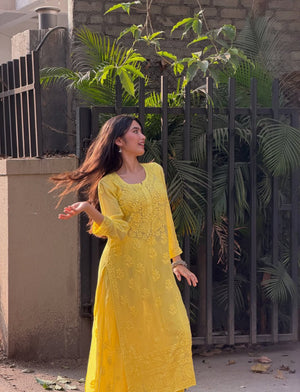 Riya viscose kurta set- Yellow