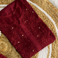 Zoya rayon Mukaish kurta set with dupatta - maroon