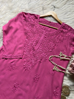 Hina Rayon short kurti- Pink