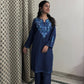 Kashmiri cotton Aari Kurta Set- Blue