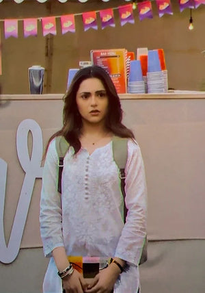 Aneet Padda Saiyaara White Dobby Cotton Kurti