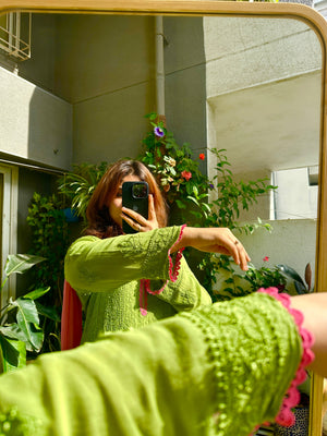 Matcha inspired Viscose Kurta set with dupatta