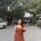 Laiba Strappy Short Rayon Kurta- Brown