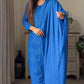 Haniya Viscose mukaish georgette suit set- Royal blue