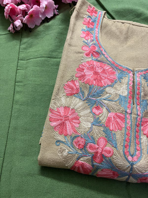 Noor Aari Woollen Pheran- Beige