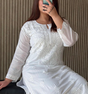 Riza modal kurta set- white