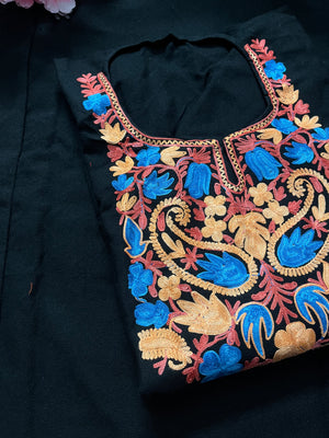 Noor Aari Woollen Pheran- Black