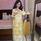 Zaira Chanderi printed Long Kurta- Yellow