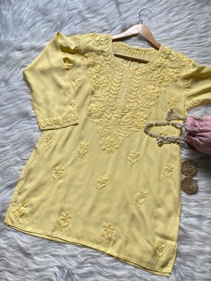 Hina Rayon short kurti- yellow