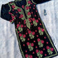 Yasmin modal chikankari kurta set- Black