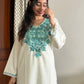 Saira Kashmiri cotton Aari Kurta Set- White