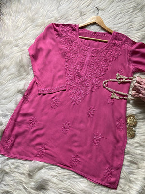 Hina Rayon short kurti- Pink