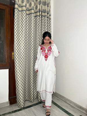 Zoya woollen kurta set- white