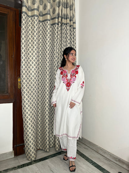 Zoya woollen kurta set- white