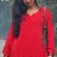 Nandini rayon Mukaish kurta set- Red