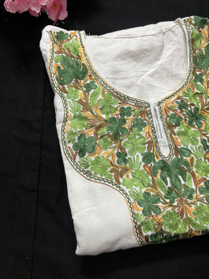 Noor Aari Woollen Pheran- White