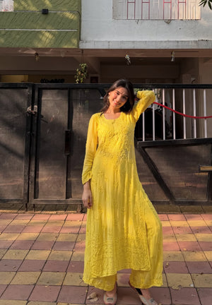 Riya viscose kurta set- Yellow