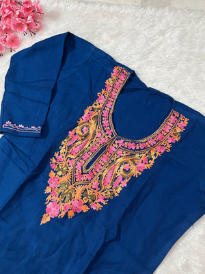 Ziya Kashmiri Short woollen kurti- Blue