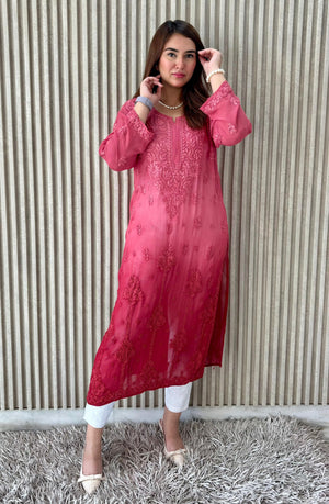Gia Viscose georgette kurta- pink