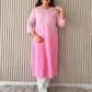 Rimsha mulmul chikankari Kurti- pink