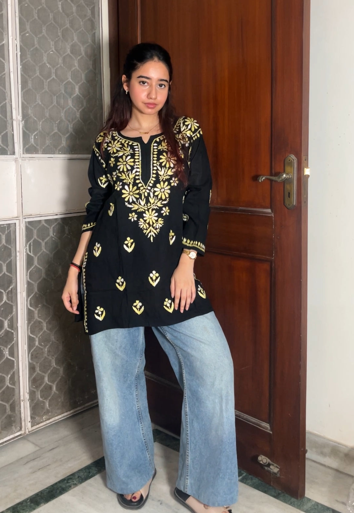 Fiza Short Rayon kurti- Black