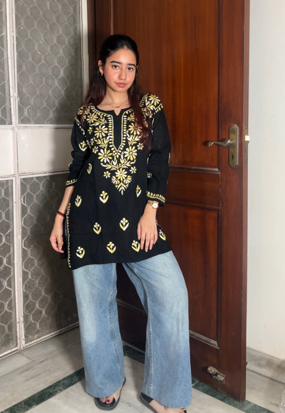 Fiza Short Rayon kurti- Black