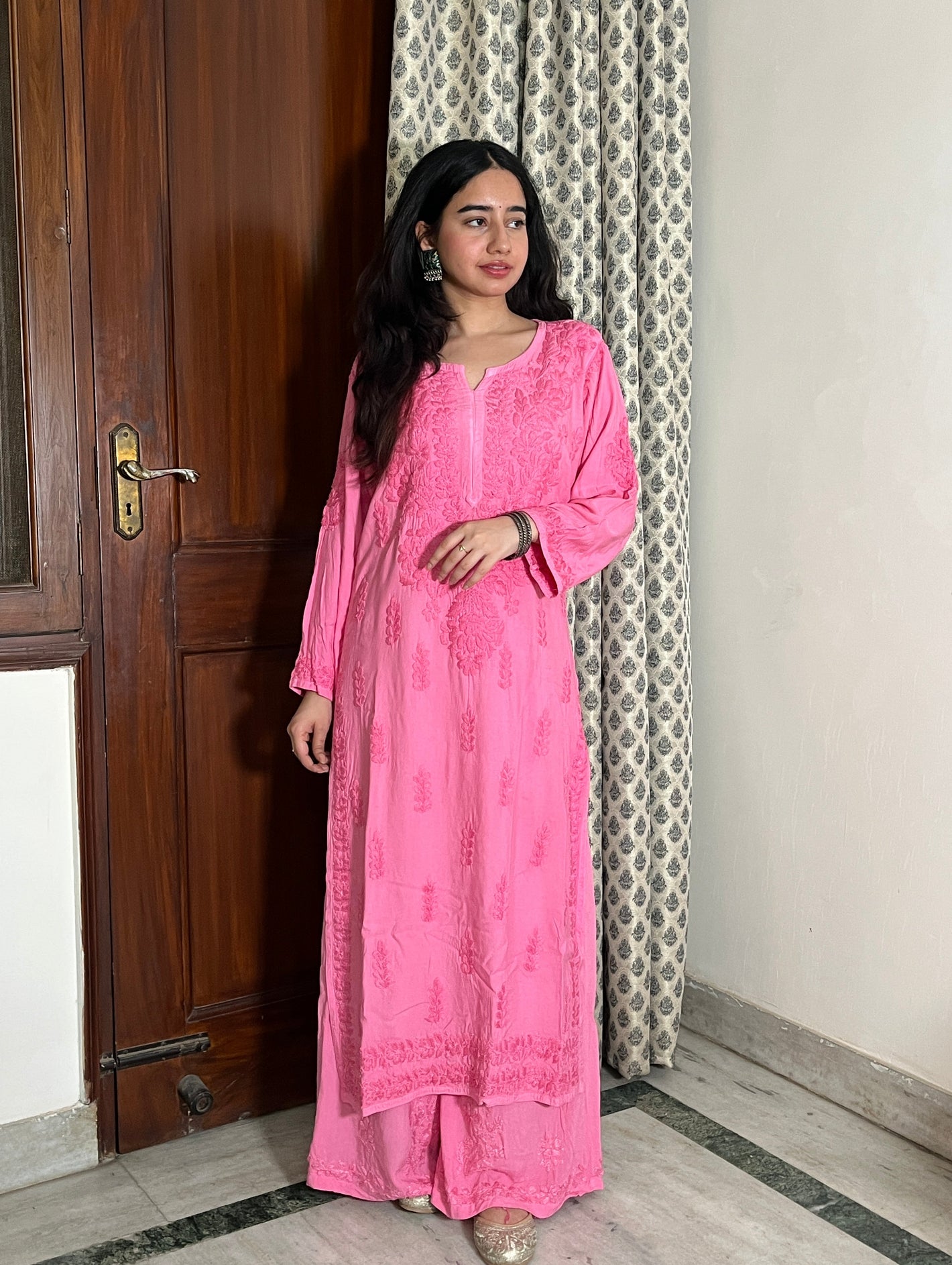Yamini Premium Rayon Tone Kurta Set- Pink