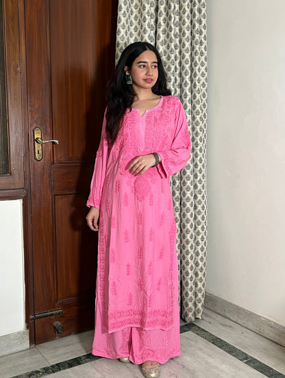 Yamini Premium Rayon Tone Kurta Set- Pink