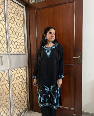 Kashmiri Woollen kurta set- Black