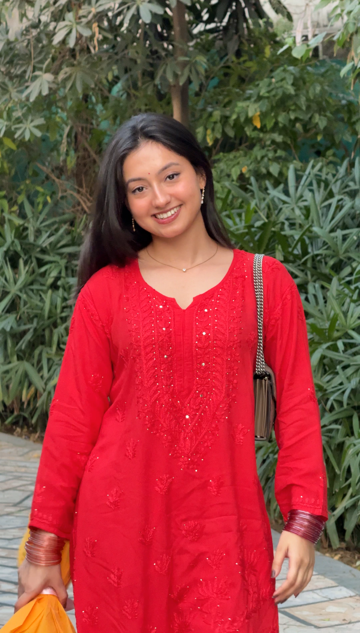 Nandini rayon Mukaish kurta set- Red