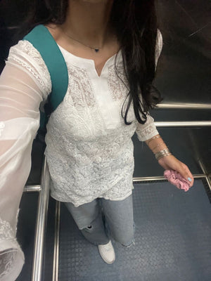 Kriti Georgette Short kurta- White