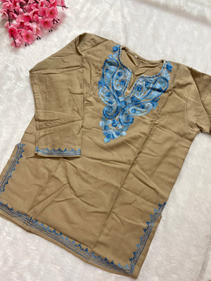 Ziya Kashmiri Short woollen kurti- Beige