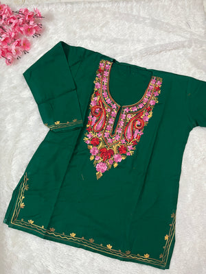 Ziya Kashmiri Short woollen kurta - Green