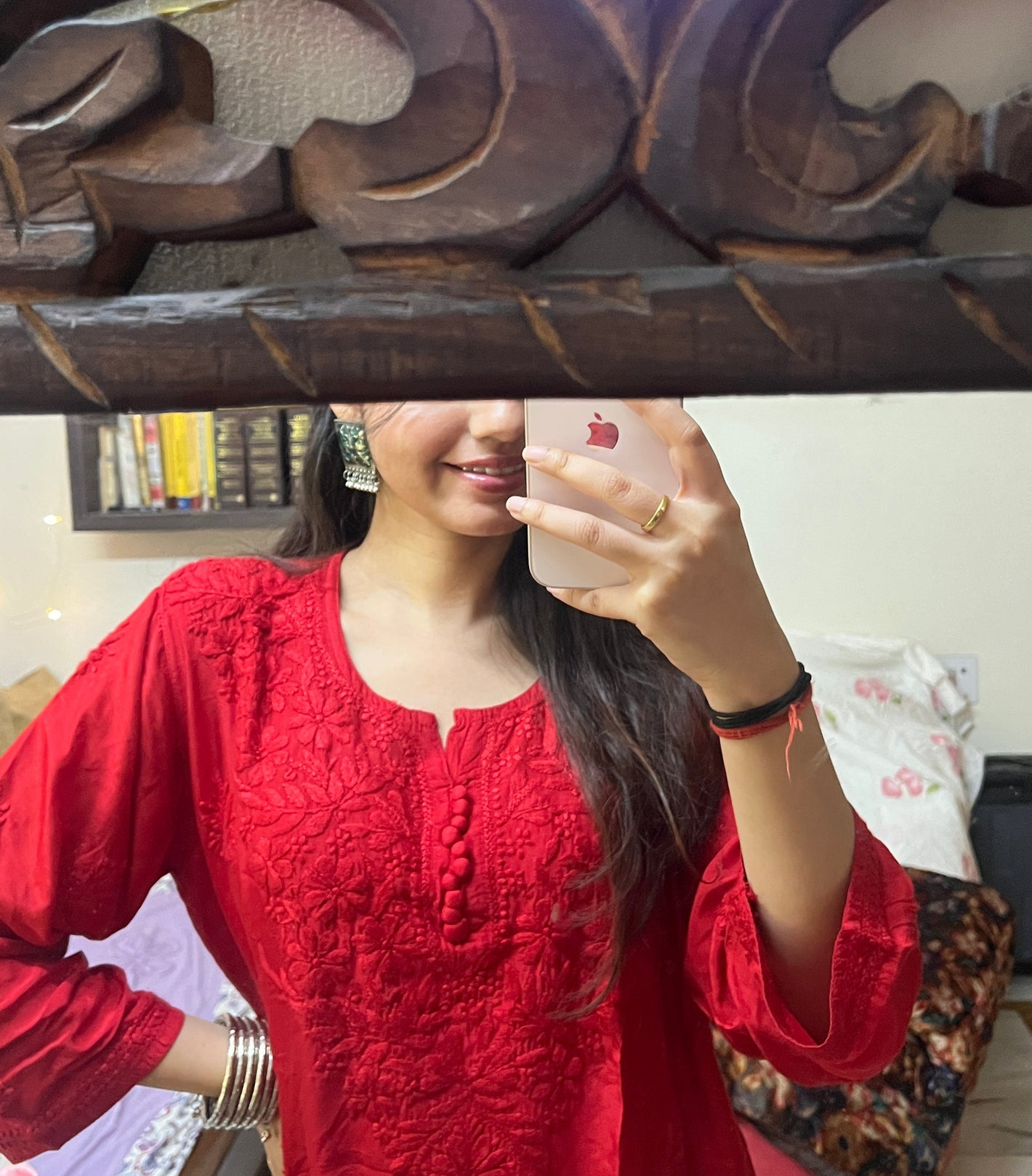 Yasmin muslin short kurti- Red