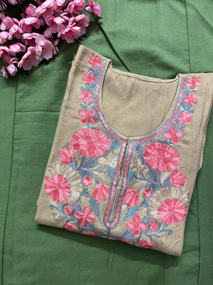 Noor Aari Woollen Pheran- Beige