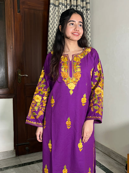 Tarini Kashmiri Woollen kurta set- Purple