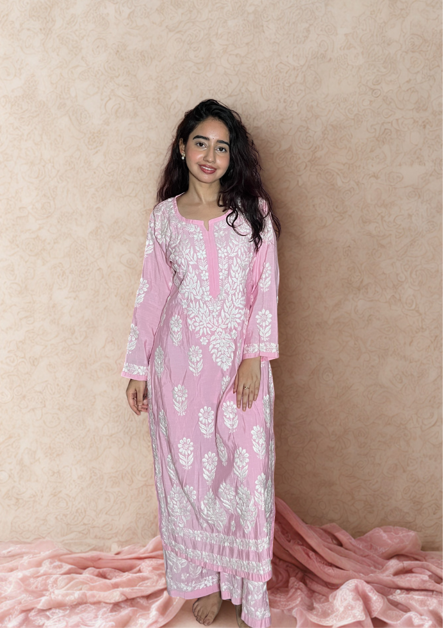 Yamini Cotton Silk Kurta set- Pink