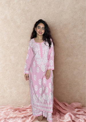 Yamini Cotton Silk Kurta set- Pink