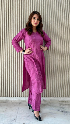 Esha Angrakha Chanderi kurta set