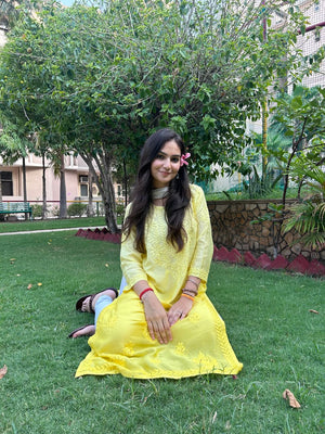 Ruhani Chanderi silk kurta- yellow