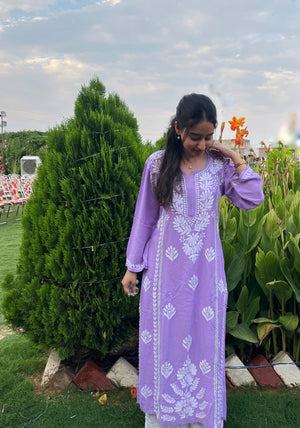 Jiya Rayon Chikankari Kurta- Purple