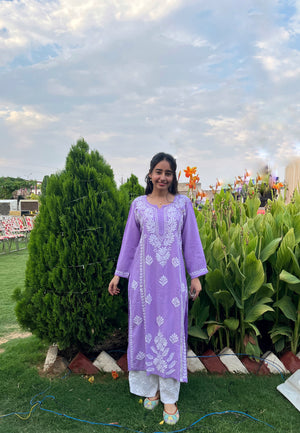 Jiya Rayon Chikankari Kurta- Purple